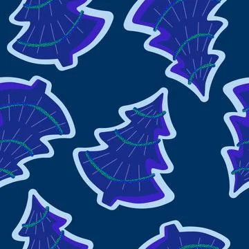 Christmas tree seamless new year pattern for wrapping paper and fabrics Stock Illustration