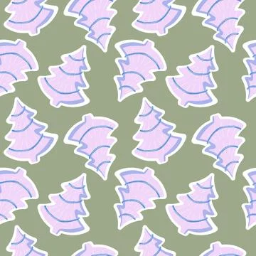 Christmas tree seamless new year pattern for wrapping paper and fabrics Stock Illustration