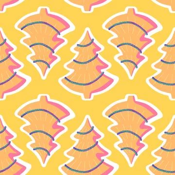 Christmas tree seamless new year pattern for wrapping paper and fabrics Stock Illustration