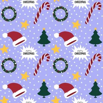 Christmas tree seamless new year pattern for wrapping paper and fabrics Stock Illustration