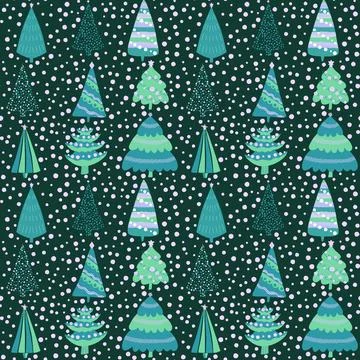 Christmas tree seamless new year pattern for wrapping paper and fabrics 库存插图