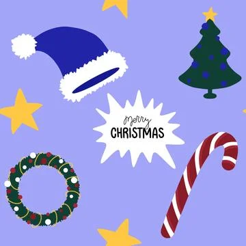 Christmas tree seamless new year pattern for wrapping paper and fabrics Stock Illustration