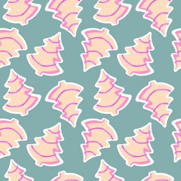 Christmas tree seamless new year pattern for wrapping paper and fabrics Stock Illustration