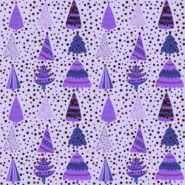 Christmas tree seamless new year pattern for wrapping paper and fabrics Stock Illustration