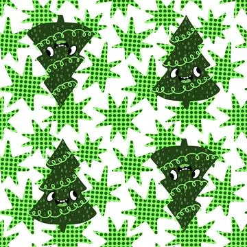 Christmas tree seamless new year pattern for wrapping paper and fabrics Stock Illustration