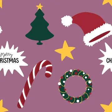 Christmas tree seamless new year pattern for wrapping paper and fabrics Stock Illustration