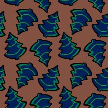 Christmas tree seamless new year pattern for wrapping paper and fabrics Stock Illustration