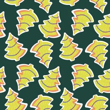 Christmas tree seamless new year pattern for wrapping paper and fabrics Stock Illustration