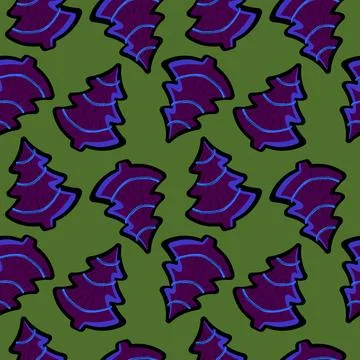 Christmas tree seamless new year pattern for wrapping paper and fabrics Stock Illustration