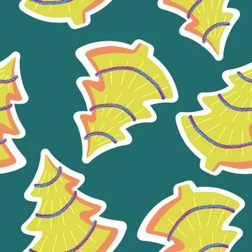 Christmas tree seamless new year pattern for wrapping paper and fabrics Stock Illustration