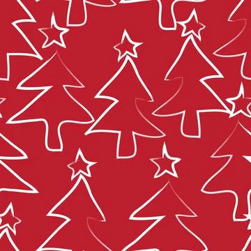 Christmas Tree seamless pattern design Stock Illustration
