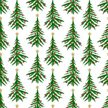 Christmas tree seamless pattern design Stock Illustration