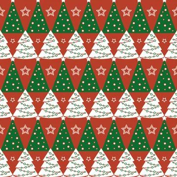 Christmas tree seamless pattern. Geometric pattern with Christmas trees and s Stock Illustration