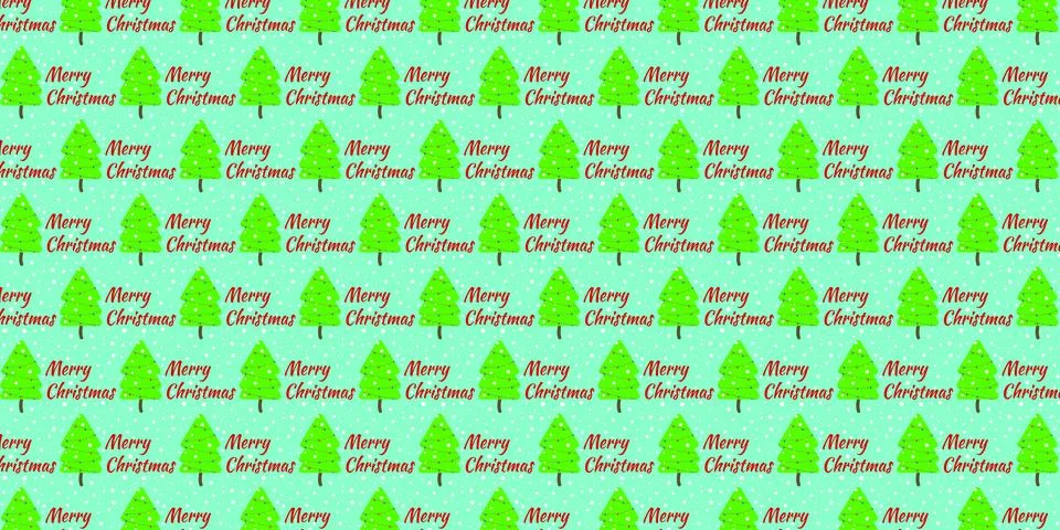 Christmas tree seamless pattern on green isolated background Stock Illustration
