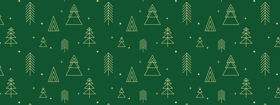 Christmas tree seamless pattern, green holidays background イラスト素材