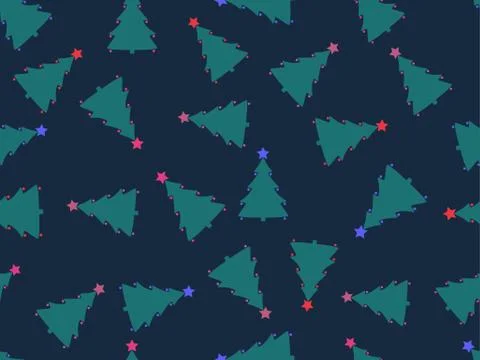 Christmas tree seamless pattern. Holiday time green fir tree Ilustración de archivo