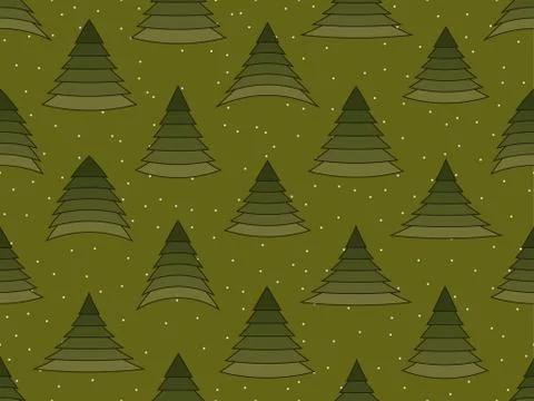 Christmas tree seamless pattern. Holiday time green fir tree Ilustración de archivo