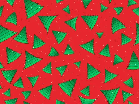 Christmas tree seamless pattern. Holiday time green fir tree Ilustración de archivo