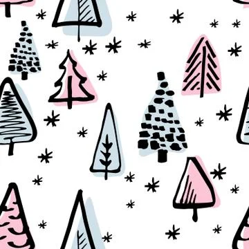 Christmas tree seamless pattern Stock Illustration
