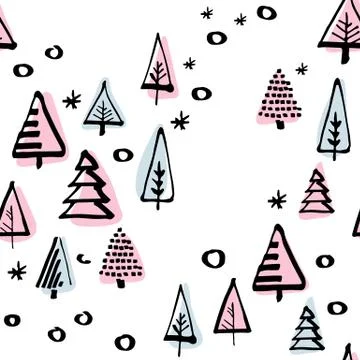 Christmas tree seamless pattern Illustrazione stock