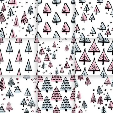 Christmas tree seamless pattern Stock Illustration