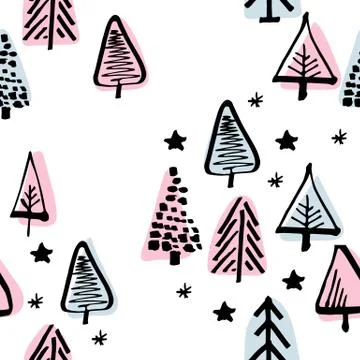 Christmas tree seamless pattern Stock Illustration