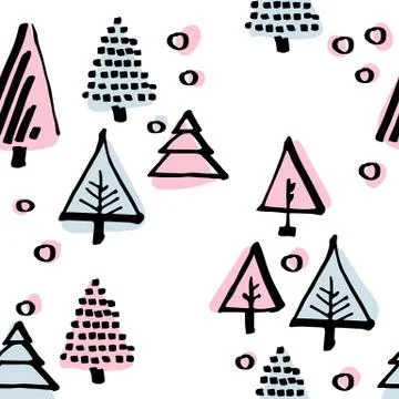 Christmas tree seamless pattern Stock Illustration