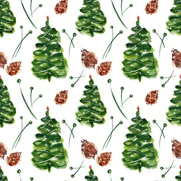 Christmas tree seamless pattern Stock Illustration