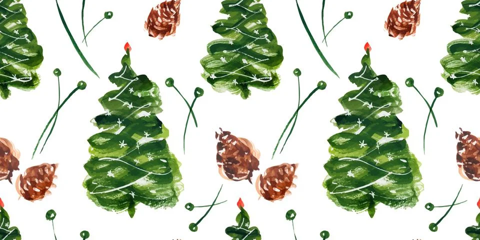 Christmas tree seamless pattern Stock Illustration