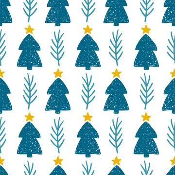 Christmas tree seamless pattern Stock Illustration