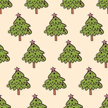 Christmas tree seamless pattern. Stock Illustration