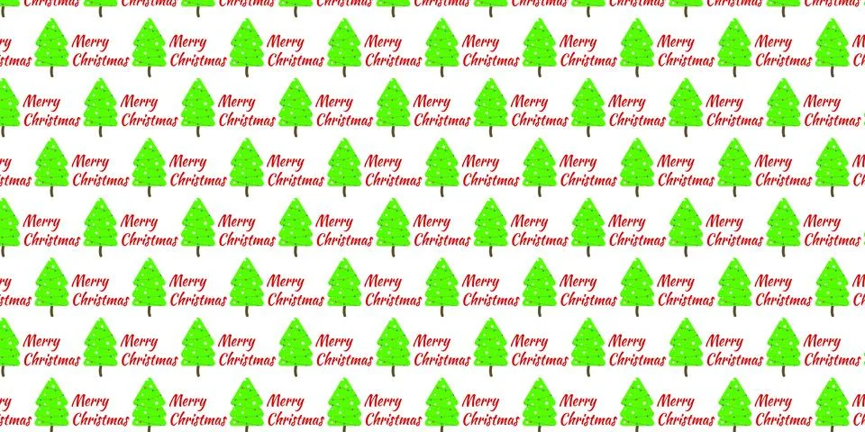 Christmas tree seamless pattern on white isolated background Stock Illustration