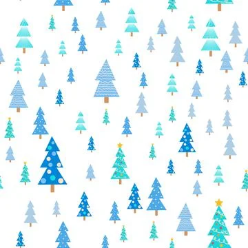 Christmas tree seamless pattern. Winter forest, pine trees and snowflakes Pri イラスト素材