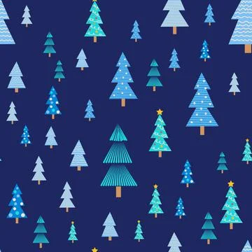 Christmas tree seamless pattern. Winter forest, pine trees and snowflakes Pri イラスト素材