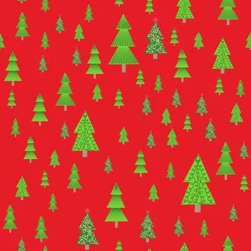 Christmas tree seamless pattern. Winter forest, pine trees and snowflakes Pri 스톡 일러스트