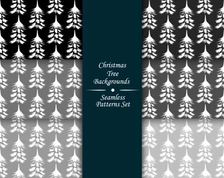 Christmas tree seamless patterns set Stock Illustration