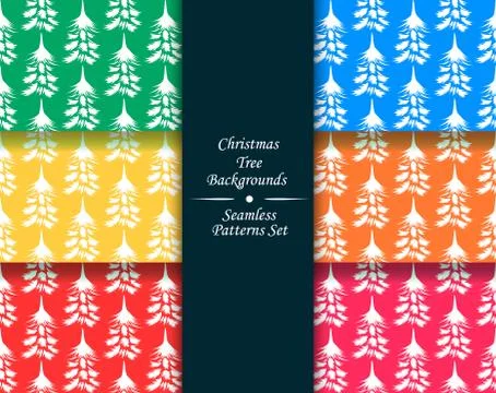 Christmas tree seamless patterns set Stock-Illustration