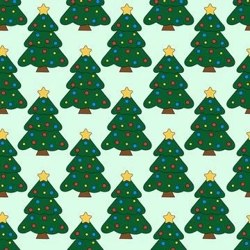 Christmas Tree Seamless Vector Pattern. Winter Christmas Print. Stock Illustration