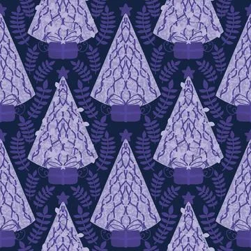 Christmas tree seamless winter abstract pattern for wrapping paper and fabric Stock Illustration
