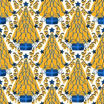 Christmas tree seamless winter abstract pattern for wrapping paper and fabric Stock Illustration