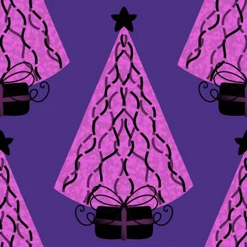 Christmas tree seamless winter abstract pattern for wrapping paper and fabric Stock Illustration