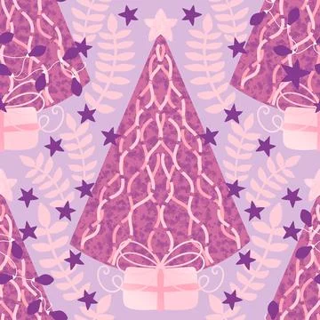 Christmas tree seamless winter abstract pattern for wrapping paper and fabric Stock Illustration