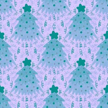 Christmas tree seamless winter pattern for wrapping paper and fabrics and lin Stock Illustration