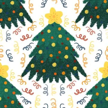 Christmas tree seamless winter pattern for wrapping paper and fabrics and lin Stock Illustration