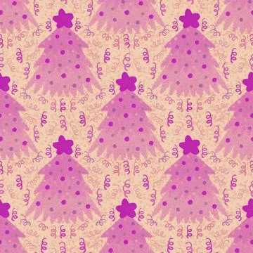 Christmas tree seamless winter pattern for wrapping paper and fabrics and lin Stock Illustration