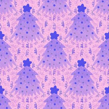 Christmas tree seamless winter pattern for wrapping paper and fabrics and lin Stock Illustration