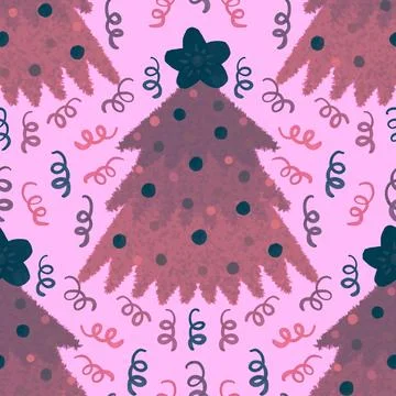 Christmas tree seamless winter pattern for wrapping paper and fabrics and lin 스톡 사진