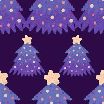 Christmas tree seamless winter pattern for wrapping paper and fabrics and lin Stock Photos