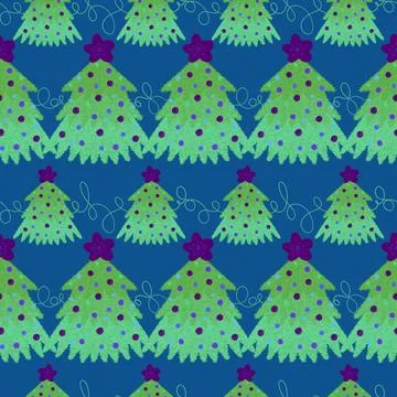 Christmas tree seamless winter pattern for wrapping paper and fabrics and lin Stock Photos