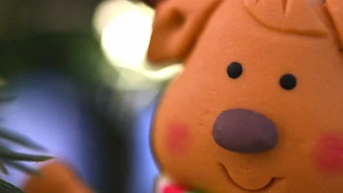 Christmas tree, seeing the face of a bear Stock Footage 227715600